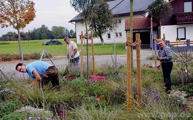 Mitglieder des Gartenbauvereins haben im Umfeld der Kinderkrippe Frhjahrsblher gepflanzt. − Foto: Georg Griebl